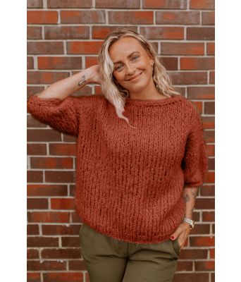 Claudias chunky mohair genser med korte ermer - Strikkia 2021-025O