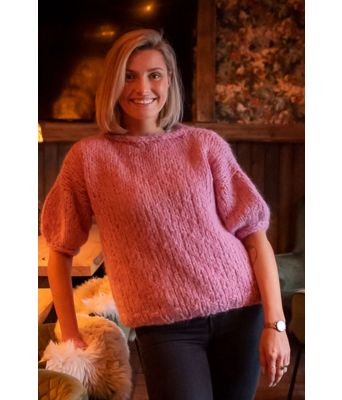 Claudias chunky mohairgenser med korte ermer - Strikkia 2021-025M