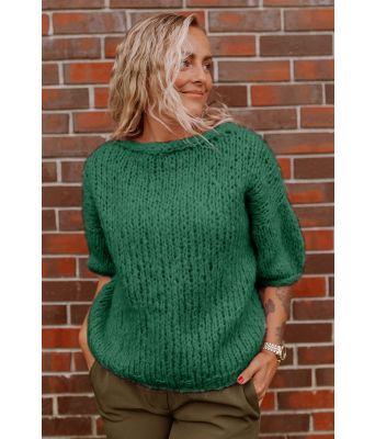 Claudias grønne chunky mohair genser - Strikkia 2021-025G
