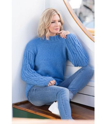 Dam blaa strikket genser til dame - Viking 1811-08