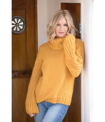 Dam okergul strikkegenser Kathrine Sørland - Viking 1812-08