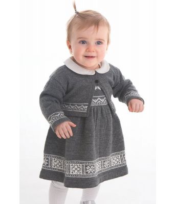 Voss strikket babykjole og jakke - DG 208-01A