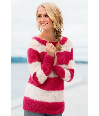 Acne genser med bringebærfargede striper - DG 286-01I