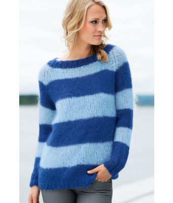 Kongeblå / lyseblå Acne genser med striper - DG 286-01P