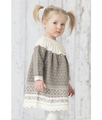 Strikket Setesdalskjole med lange ermer til jente - DG 313-13A