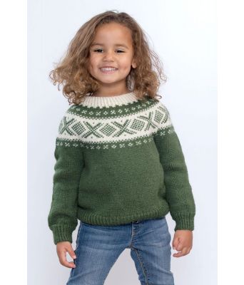 Grønn Cortina strikkegenser til barn - DG 405-01B