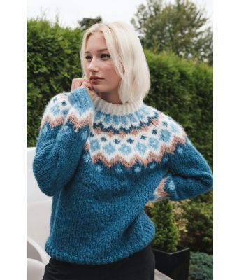 Denimblå Fasettgenser - DG 435-17