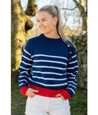 Blå strikkegenser med knapper - DG 451-27