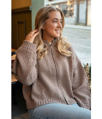 Beige Clara strikkejakke - DG 465-01