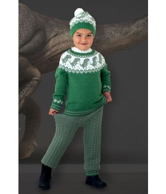 Dino dinosaur sett med genser bukse og lue - Viking 2131-06A