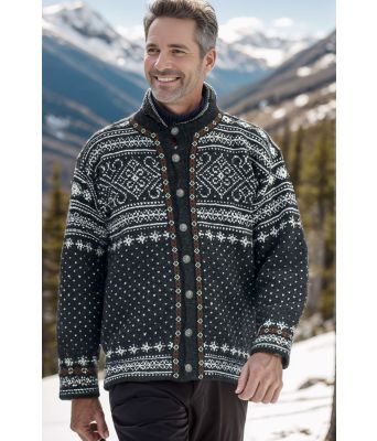 Koksgrå Sirdalskofte med hvitt mønster - DLG 131-34273402