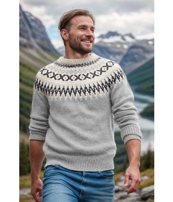 Lysegrå rallar genser med koks mønster - DLG 141-340334023427