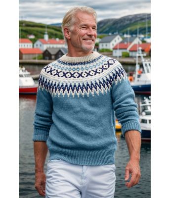 Rallargenser i lys-denimblå med marineblått mønster - DLG 141-343734003406