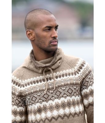 Beige Carlgenser med brunt og hvitt mønster - DLG 143-SU348534883402