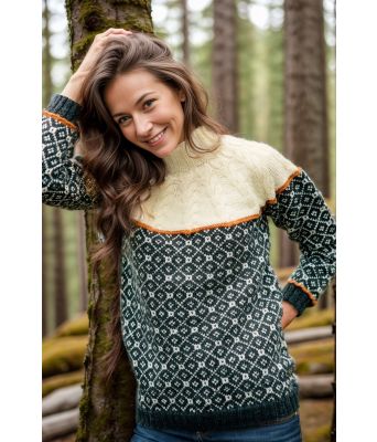 Genser til dame med fletter og mønster - DLG 161