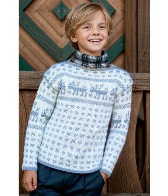 Laila strikket genser med reinmønster til barn - DLG 208