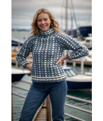 Jeansblå Strokkur chunky islender med raglan - DLG-21-011-927902