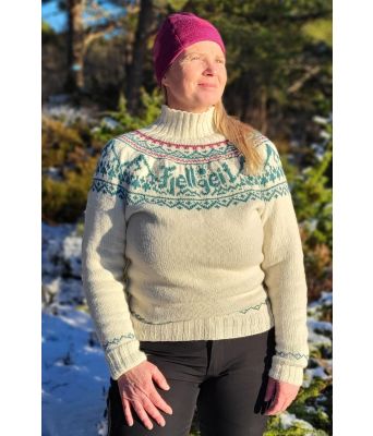 Fjellgeitgenseren i naturhvit/turkis - DLG 22-005-502B