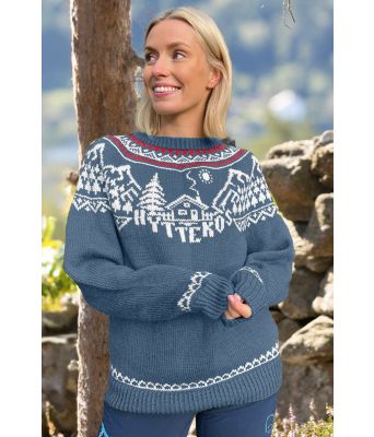 Hyttekos genser i mørk gråblå - DLG 22-009-S861A