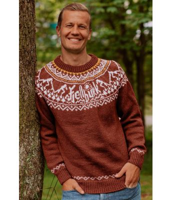 Rustbrun Fjellbukkgenser med maisgule detaljer - DLG 22-010E