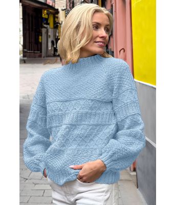 Lyseblå Månebedotten genser i bomullsgarn - DLG 23-004-SB5340