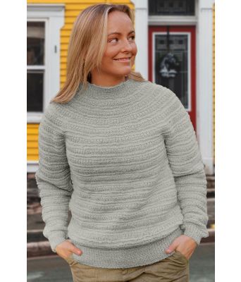 Lysegrå Luddig strikkegenser med struktur i mønsteret - DLG 23-006-3403