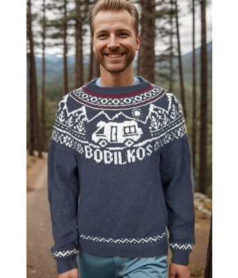 Jeansblå Bobilkos strikkegenser - DLG 23-010-527C