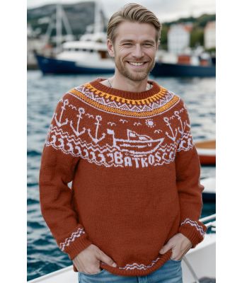 Rustbrun Båtkos genser - DLG 23-013-552