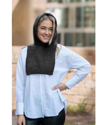 Vinde hette med hals i koksgrå - DLG 23-028-3427