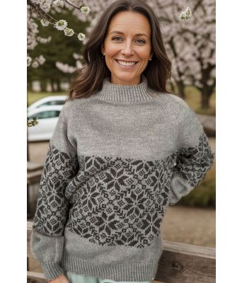 Beige Fongen genser med brunt mønster - DLG 23-045-AS507508