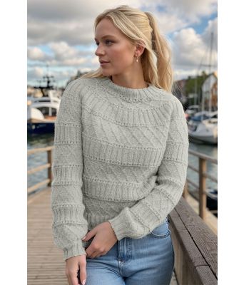 Lys grå melert Strukturlykke genser - DLG 24-013-3403