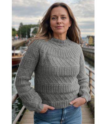 Grå melert Strukturlykke genser - DLG 24-013-3405