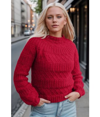 Mørk rød Strukturlykke genser - DLG 24-013-3409