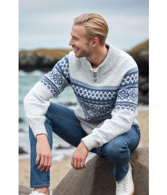 Lysegrå Filipgenser med blått mønster - DLG 142-SU3403