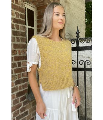 Okergul Kalsitt strikkevest - DSA 101-04