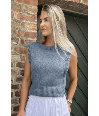 Jeansblå Kalsitt vest i alpakkaull - DSA 101-11