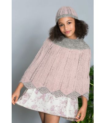 Engkarse strikket poncho og lue - DSA 48-12