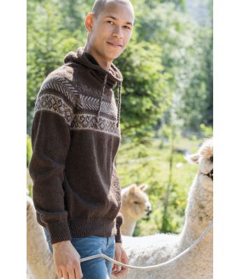 Brun Miguel strikkegenser med hette til mann - DSA 61-04