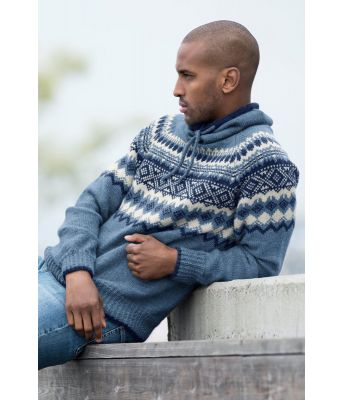 Blå Carl strikket genser til mann - DSA 70-06D
