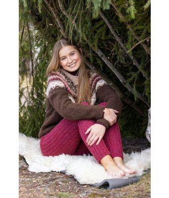 Rød melert Leah strikkebukse - DSA 96-29