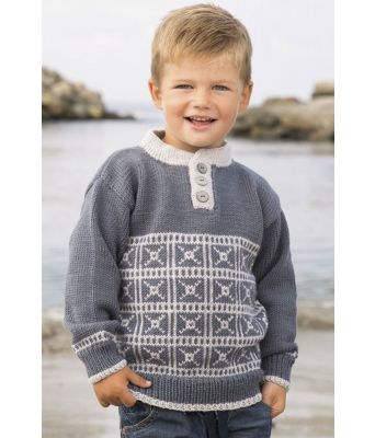 Eliott strikkegenser med knapper i halsen til gutt - Viking 1615-01