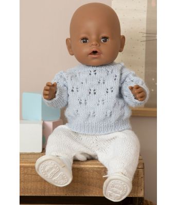 Firkløver genser og tights med strikkeoppskrift babyborn dukker - Viking 2133-10