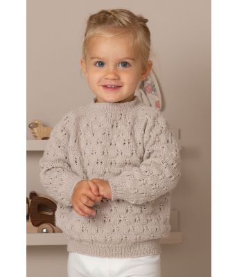 Firkloever strikket genser til baby i sandfarge - Viking 2132-01C