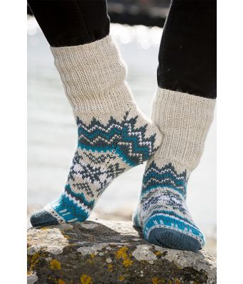 Fryd lyst grå raggsokker med mønster - Viking 1710-12B