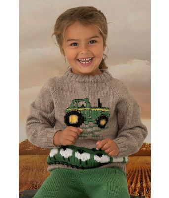 Gøy på landet strikkegenser med traktor - Viking 2131-01B