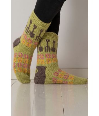 Gartnersokker strikkede sokker med spade og høygaffel - Viking 2104-02