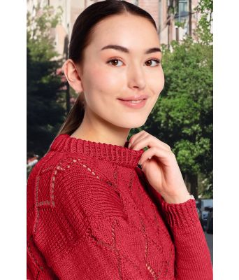 Mørkerød Sikke strikket sommergenser - GG 19-16-5305