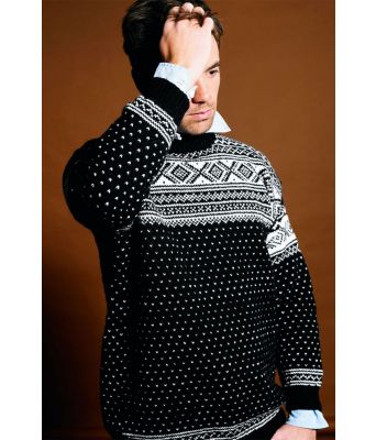 Klassisk Setesdalsgenser i sort og hvit - GG 263-10