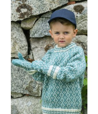 Blågrønne Skoglid votter til barn - GG 287-29