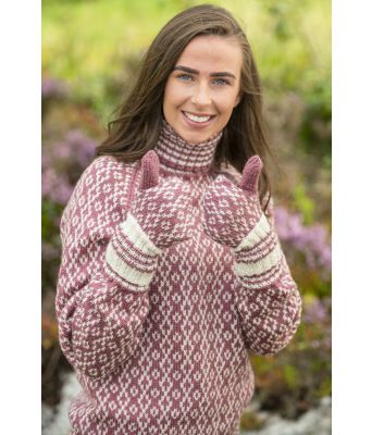 Rosefargede Skoglid votter - GG 287-30